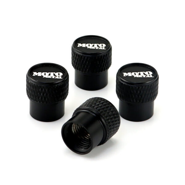 Moto Metal Black Laser Engraved Tire Valve Stem Caps - Total 5 Caps