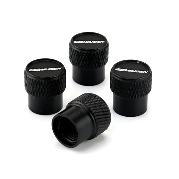 Mugen Black Laser Engraved Tire Valve Stem Caps - Total 5 Caps