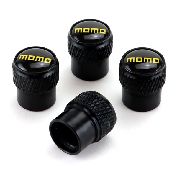 Momo Black Tire Valve Caps - Extra Spare Cap Total 5 Caps