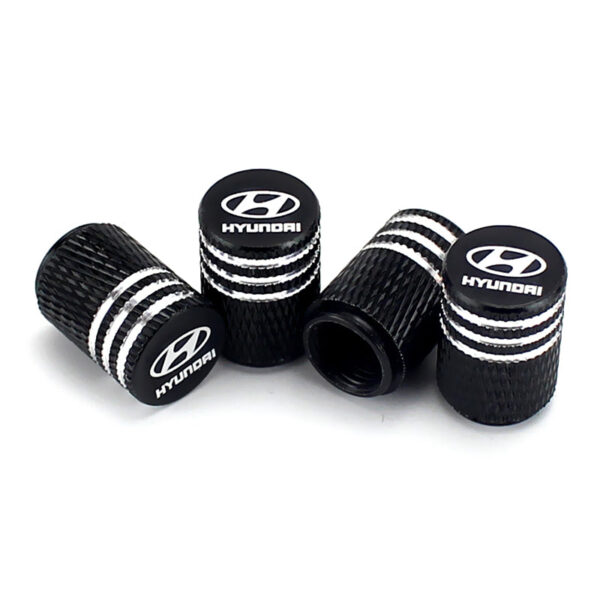 Hyundai Laser Engraved Black Tire Valve Caps - Extra Spare Cap Total 5 Caps